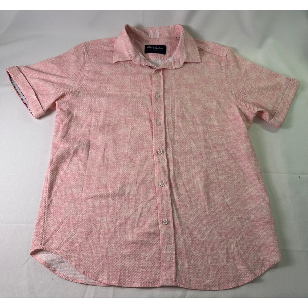 Robert Graham Modern‎ Americana Pink Woven Button Up Shirt Mens XL Tailored